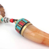 Unisex Handmade Necklace Nepal Buddhist Mala Wood Beads Pendant &
