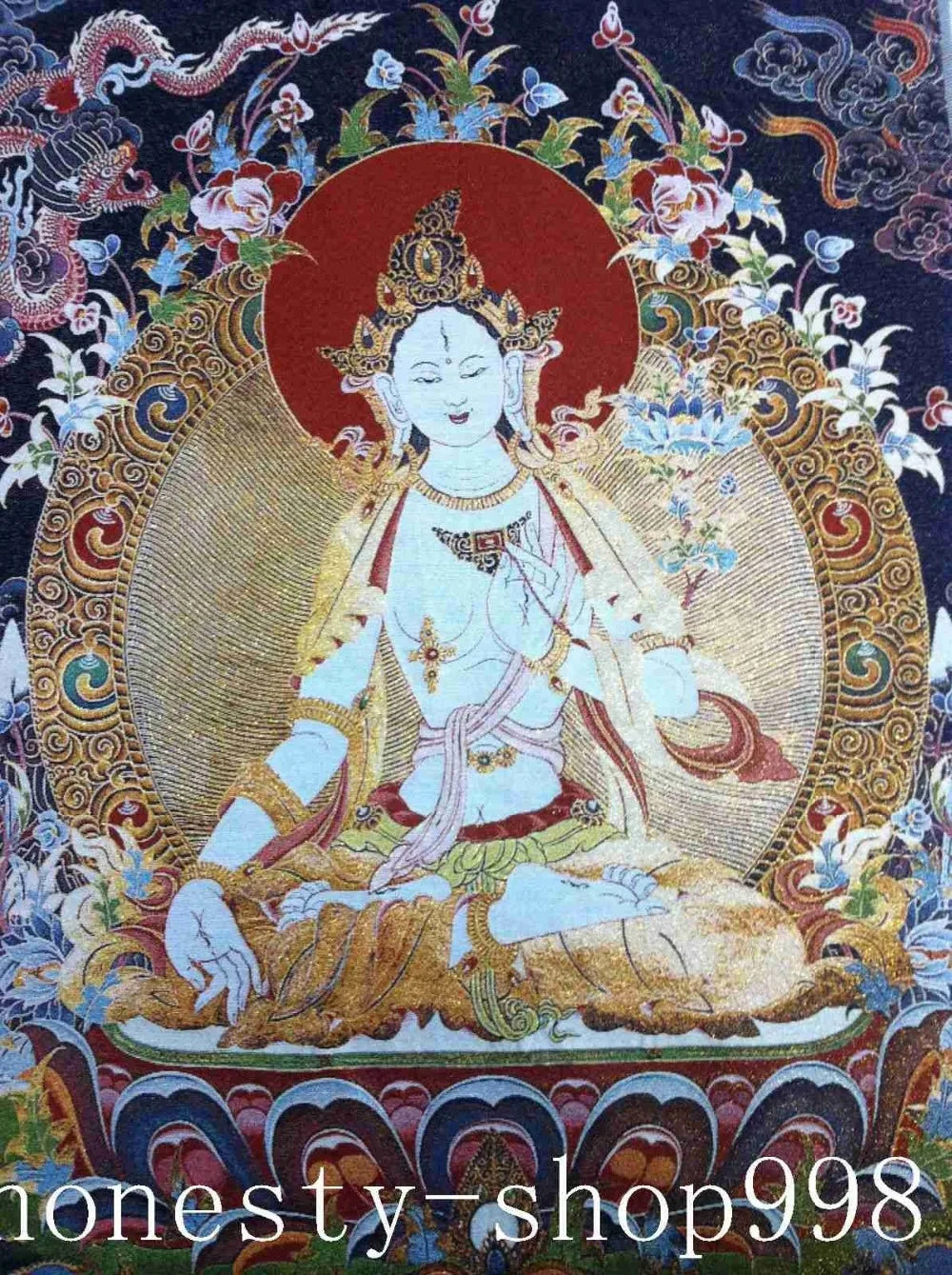 Tibet Silk Embroidery Art Buddhism Tangka green tara buddha Thangka