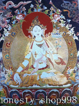Tibet Silk Embroidery Art Buddhism Tangka green tara buddha Thangka