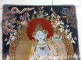 Tibet Silk Embroidery Art Buddhism Tangka green tara buddha Thangka