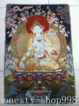 Tibet Silk Embroidery Art Buddhism Tangka green tara buddha Thangka