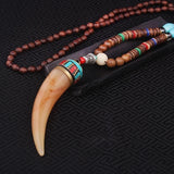 Unisex Handmade Necklace Nepal Buddhist Mala Wood Beads Pendant &