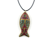 60x24mm Nepal Handmade Fish Pendant Creative Ethnic Style Necklace