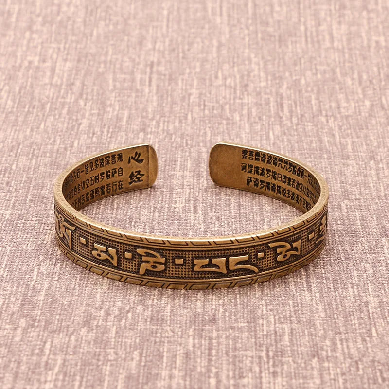 Vintage Copper Nepal Tibetan Buddhism Cuff Bracelet Men Women