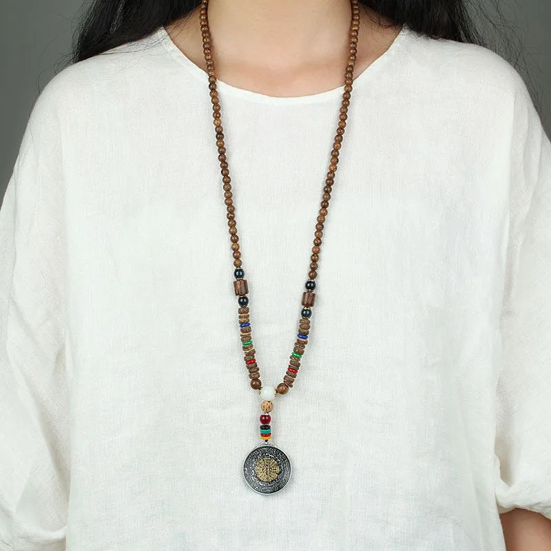 Nepal Buddhist Mala Wood Beads Tibetan six-character mantra prayer
