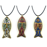 60x24mm Nepal Handmade Fish Pendant Creative Ethnic Style Necklace