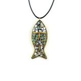 60x24mm Nepal Handmade Fish Pendant Creative Ethnic Style Necklace