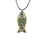 60x24mm Nepal Handmade Fish Pendant Creative Ethnic Style Necklace
