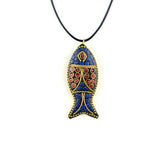 60x24mm Nepal Handmade Fish Pendant Creative Ethnic Style Necklace