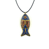 60x24mm Nepal Handmade Fish Pendant Creative Ethnic Style Necklace