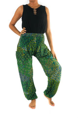 New Green Peacock Boho Hippie Gypsy Pants