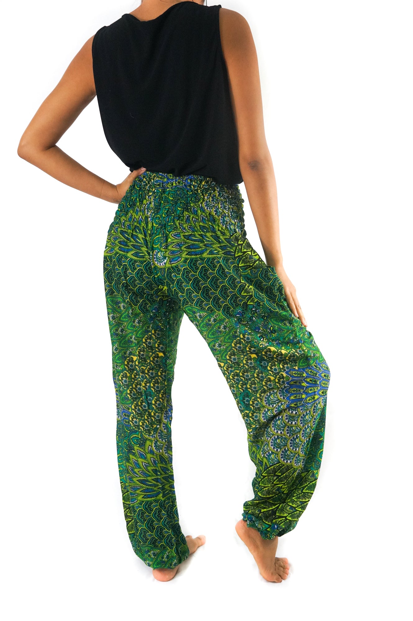 New Green Peacock Boho Hippie Gypsy Pants